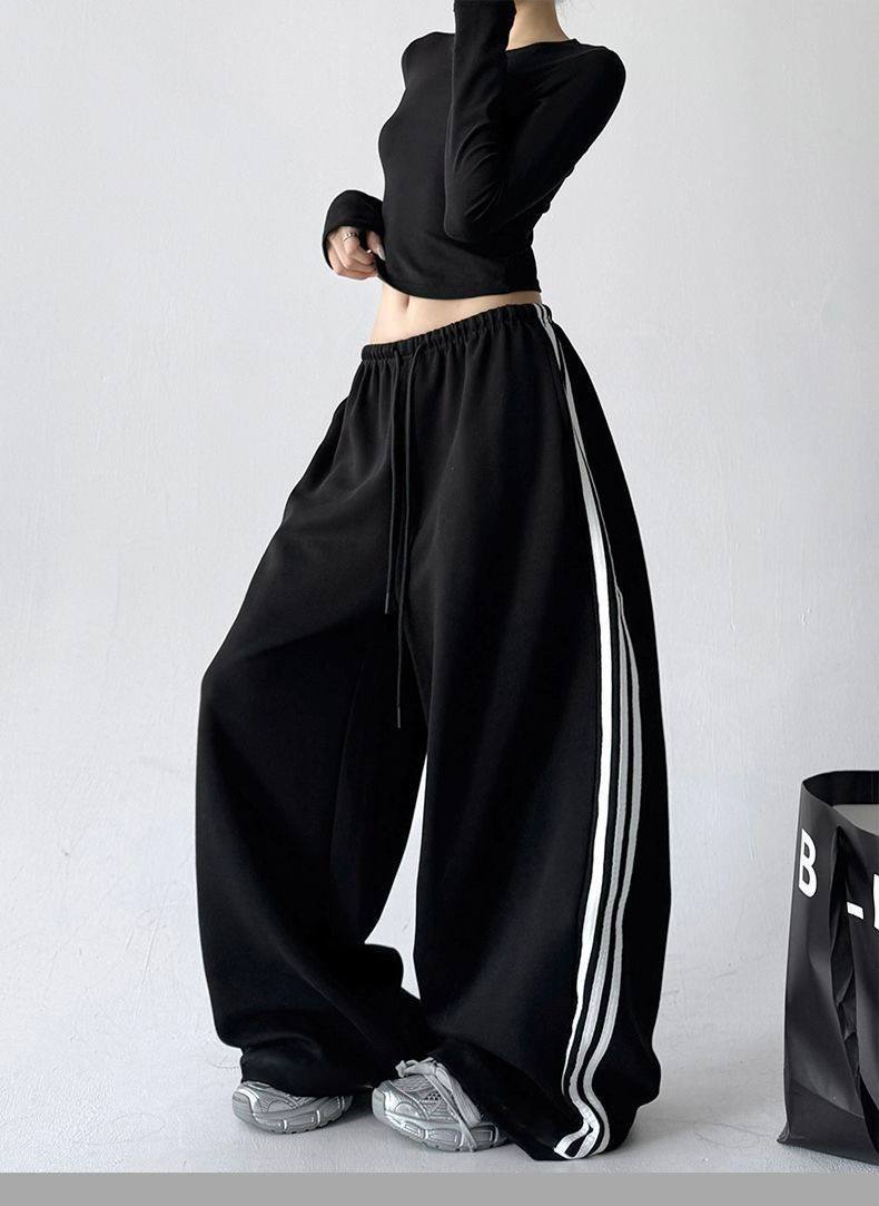 Штани жіночі oversize з лампасами, чорні